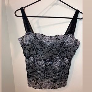 Y2K fairy grunge black and gray lace tank